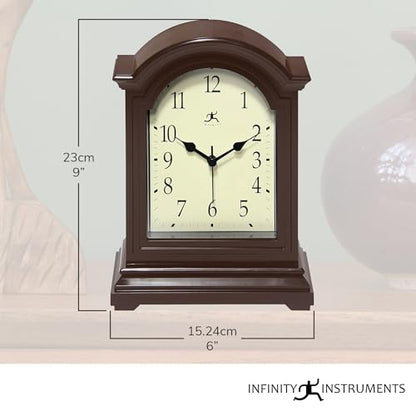 Infinity Instruments Brown Antique Grandfather Tabletop Clock 9 x 6 Mantle - color: Brown