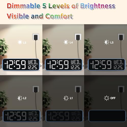 Peakeep Large Display Digital Alarm Clock for Bedroom with Date Day of Week - color: Blue Rgb