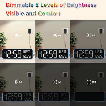 Peakeep Large Display Digital Alarm Clock for Bedroom with Date Day of Week - color: Blue Rgb