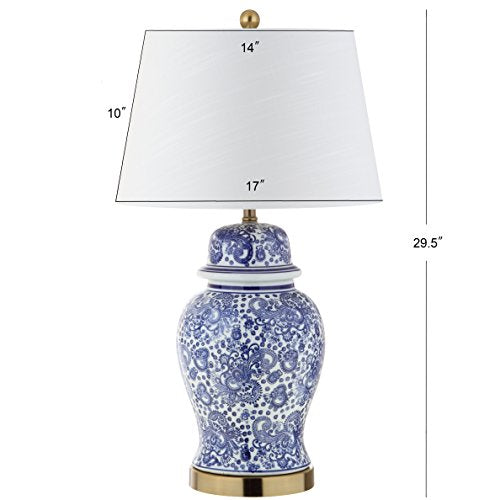 JONATHAN Y Ellis Chinoiserie Ginger Jar Table Lamp 29.5", Blue/White - color: Blue/White