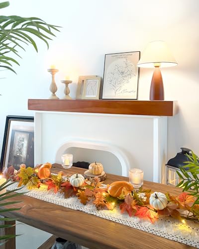 6ft Pumpkin Maple Leaf & Berries Fall Garland with Light String