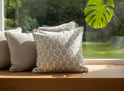 ATOSII Cotton Blockprint Throw Pillow Cover, Amalfi Blue, Set of 2, 20 X 20 - color: Amalfi, size: 20" x 20" (Pack of 2)