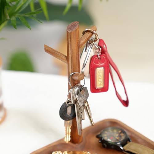 Wooden Key Tray, Key Tree Jewelry Organizer Entryway Solid Holder