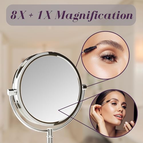 JERDON Lighted Makeup Mirror with 8X Magnification - Chrome - HL8808CL - color: Chrome
