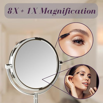 JERDON Lighted Makeup Mirror with 8X Magnification - Chrome - HL8808CL - color: Chrome