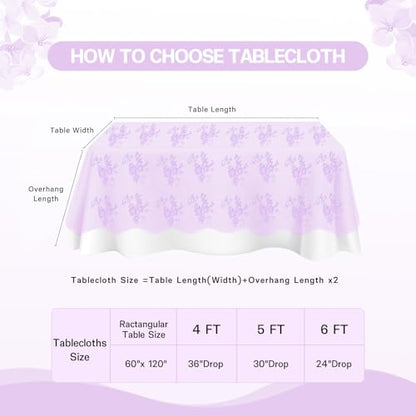 Lace Tablecloth Chic Table Fabric 60x120 Inch for Farmhouse Rustic Wedding - color: Light Purple, size: 120" x 60" (1Pc Rectangular)
