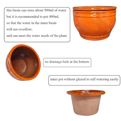 African Violet Pots Self Watering Orange 6 inch - color: Orange