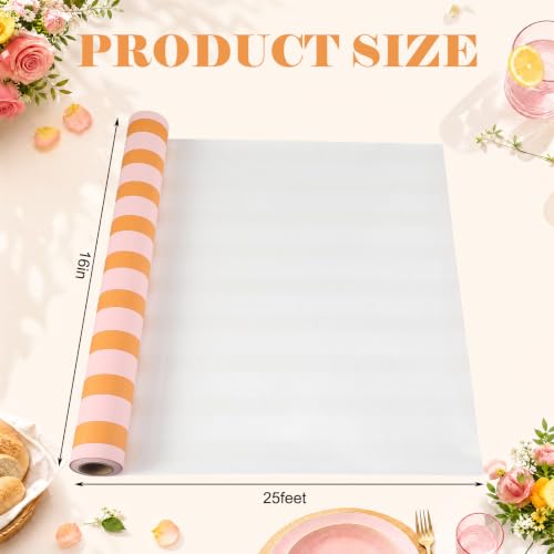 AmazingSpark Striped Table Runner Roll,Pink Orange,25' Long X 16" Wide - color: Pink Orange, size: 25' Long X 16" Wide