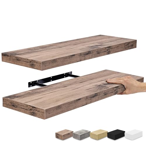 Sorbus Floating Shelves for Wall, Wood Wall Storage (2 Pack, Mahogany) - color: Mahogany, size: 2 Pack