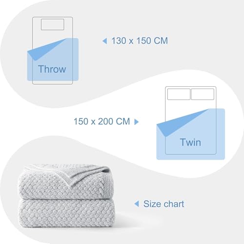 Whale Flotilla Summer Chunky Chenille Knit Twin Size Blanket for Couch, Bed - color: Light Grey, size: Twin(60x80 Inch)