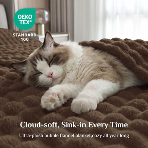BEDELITE Chocolate Brown 3D Fleece Bubble Twin Blanket for Bed, 60x80 Inch - color: Chocolate Brown, size: Twin(60"x80")