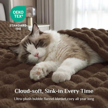 BEDELITE Chocolate Brown 3D Fleece Bubble Twin Blanket for Bed, 60x80 Inch - color: Chocolate Brown, size: Twin(60"x80")