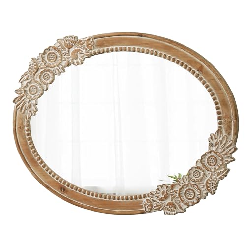 Rustic Oval Mirror 30 x 23 inch, Handmade Distressed White