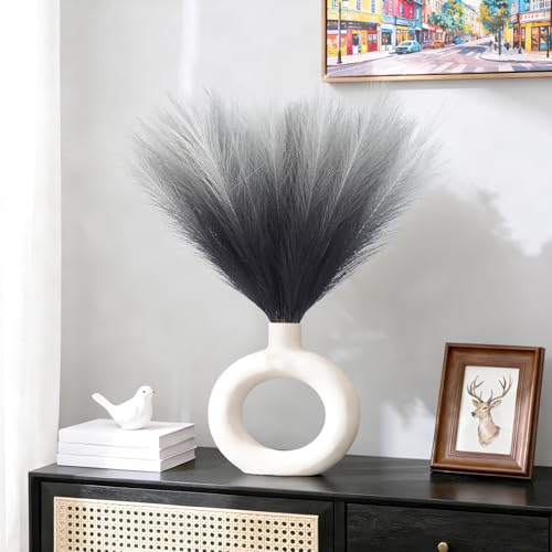 50Pcs 21.6'' Black Gradient Pampas Grass, Faux Pampas Grass Vase Filler - color: Black, size: 21.6inch-50Pcs