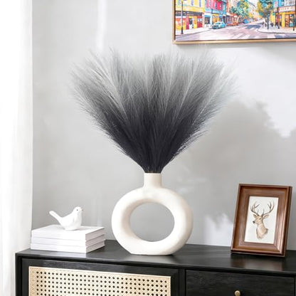 50Pcs 21.6'' Black Gradient Pampas Grass, Faux Pampas Grass Vase Filler - color: Black, size: 21.6inch-50Pcs