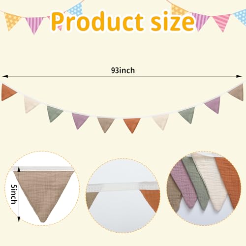Oudain 2 Pcs Pennant Banner Flags Nursery Garland Triangle, Rich Color - color: Rich Color