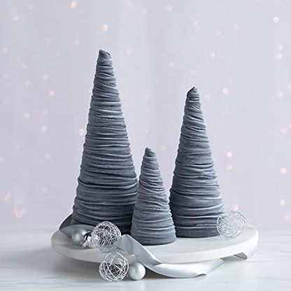 Your Heart's Content Gray Velvet Trees Set of 3 (Gray) - color: Gray