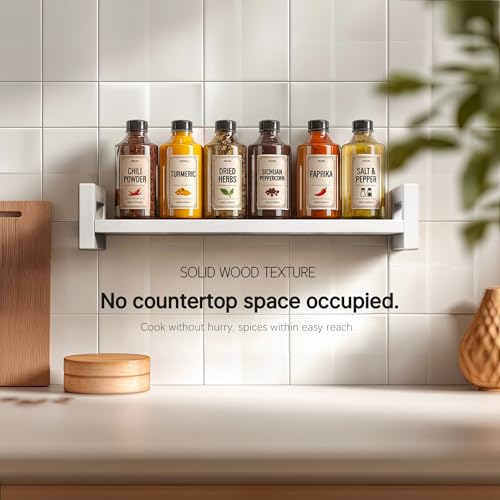 Solid Wood Floating Shelf, 16" Wall Shelf for Room, Rustic Walnut, 3 Pack - color: White, size: 16 inch