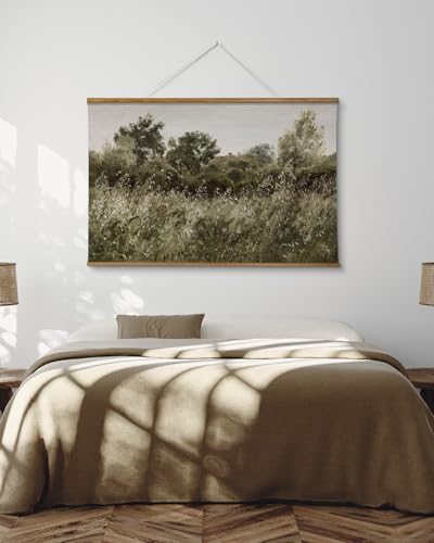 ARPEOTCY Extra Large Framed Wall Art, Retro Meadow Landscape Print,36x54In - color: Tall Grass