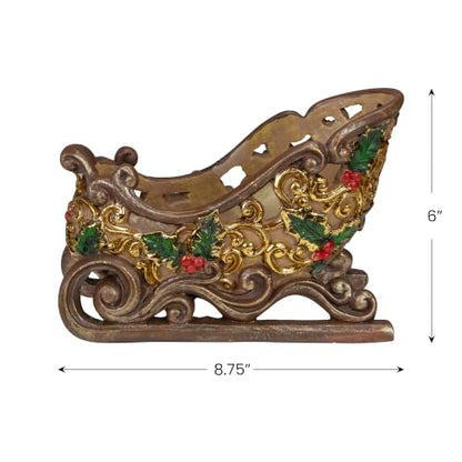 Northlight Sleigh Christmas Decoration - 8.75" - Brown and Gold