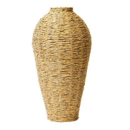 22 Inch Woven Faux Seagrass Floor Vase, Rustic Handcrafted Decorative Standing Urn, Large Indoor Tall for Dried Plants, Entryway Living Room Dining Home Decor