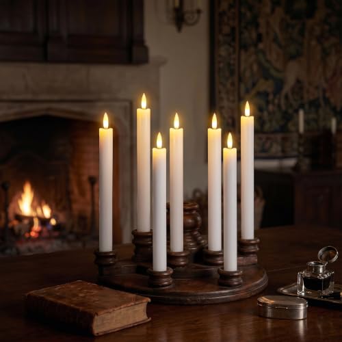 GenSwin Flameless Taper Candles LED Battery Operated Remote Timer White - color: 6-White