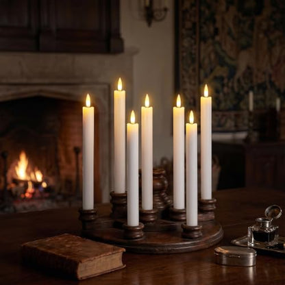 GenSwin Flameless Taper Candles LED Battery Operated Remote Timer White - color: 6-White