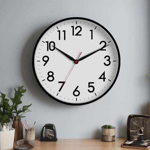 AKCISOT 16 Inch Wall Clock, Silent Battery Operated Analog Clock, Black - color: A_black, size: 16 Inch