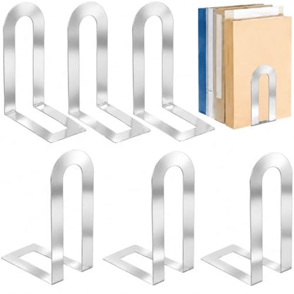 Chunful 6 Pcs Sliver Metal BookEnds Shelves, 7.5 x 5.75 x 3.5 in - color: Sliver, size: 7.5 x 5.75 x 3.5 in