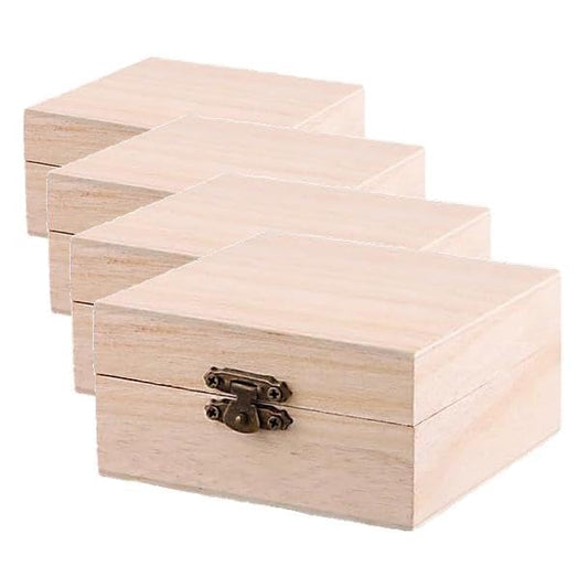 FUNSUEI 12 PCS 3.94 x 3.94 x 1.97 Inch Unfinished Wooden Jewelry Box, Small Unfinished Wood Box, Natural Small Wooden Boxes for Crafts, Wood Box with Hinged Lid for DIY, Storage, Gift (Pack of 4) - color: Wood Color, size: 12PCS 3.94x 3.94x1.97 In (Pack o