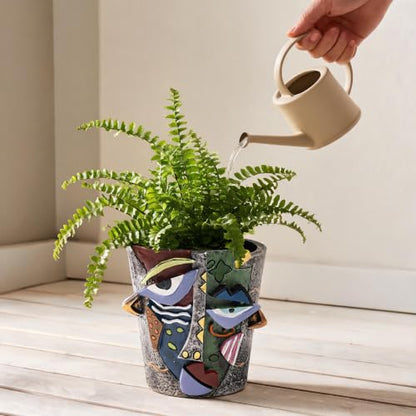 Planter Pot with Drainage Hole, Abstract Face Pot - color: 3