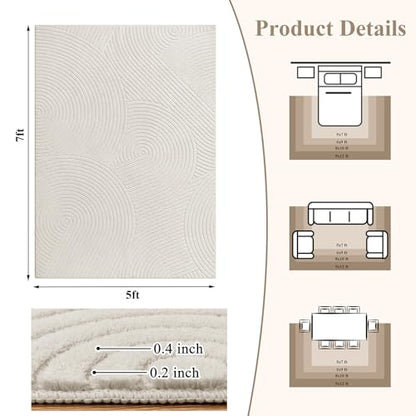 U'Artlines 5x7ft Washable Area Rug for Living Room, Beige - size: 5 x 7ft