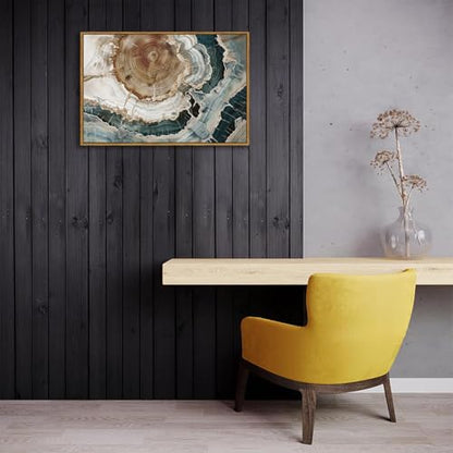 BingruiArt Faux Wood Tree Ring 06 Canvas Wall Art 16x24 Framed - color: Tree Ring - 06, size: 24"L x 16"W