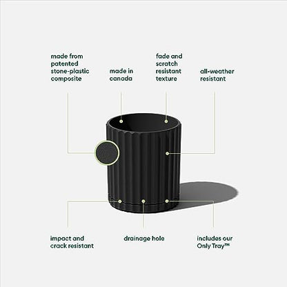 Veradek Demi Series Demi 6" Planter w/Tray, Black - color: Black, size: 6 inch
