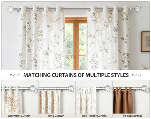KAMANINA Silver Curtain Rods for Windows 32-58 Inch Heavy Duty Drapery Rod - color: Silver, size: 32-58"(2 pack)