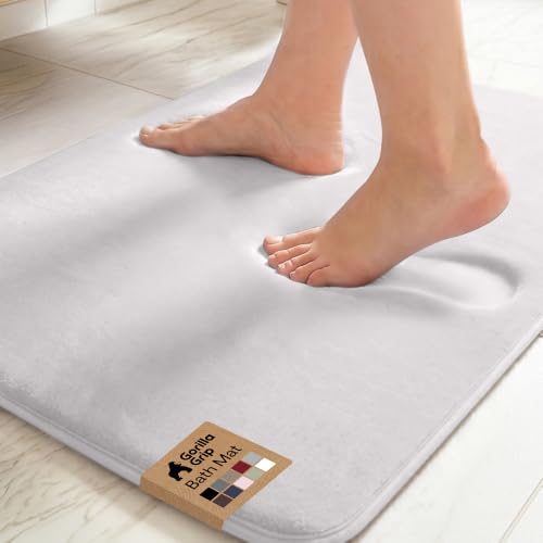 GORILLA GRIP® Memory Foam Bath Rug for Bathroom, 24x17 Light Gray - color: Light Gray, size: 24" X 17"
