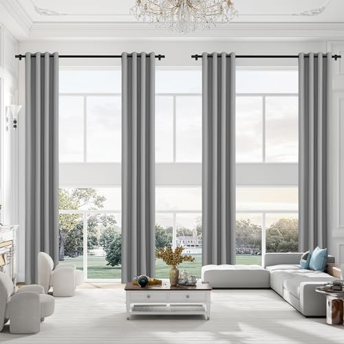 Extra Long Grommet Blackout Curtains, 1 Panel, Gray, W52 x L168 - color: Grey, size: 52"W x 168"L (Pack of 1)