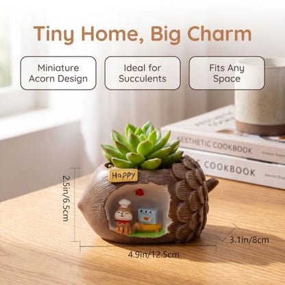 Cloud-Shaped Small Succulent Planters, 3.4''Dog Cute Plant Pots with Drainage Holes Funny Mini Resin Flower Pots for Indoor Outdoor Home Office Gifts (Pinecone) - style: Pinecone