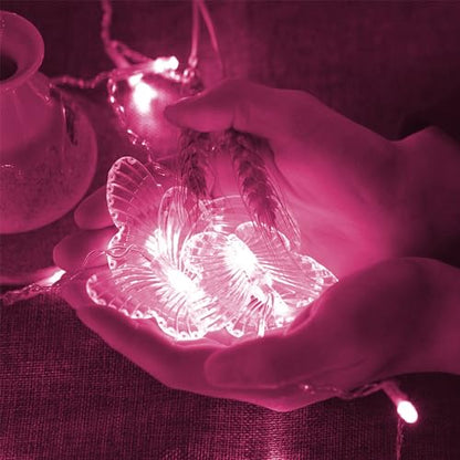 Butterfly Curtain Lights, 4.9ft 48 LED USB Window Fairy Lights 10 Butterflies 8 Modes Firefly Twinkle Timer String Lights with Remote for Room Bedroom Wall Ceiling Party Wedding Christmas - color: Pink, size: 4.9ft