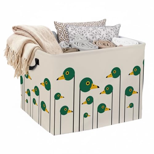 Mallard Laundry Hamper, 56L Large Foldable Laundry Basket with Handles, for Family Clothes, Toy Storage Bin, Blankets,Decorative Organizer for Shelves & Closet Home Decor Bedroom & Nursery - color: Mallard