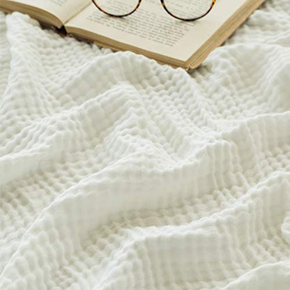 EMME Muslin Cotton Blanket Adults Heather White Throw 50"x60" - color: 04-white-1, size: Throw (50" X 60")
