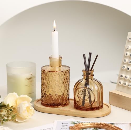 18pcs Amber Glass Bud Vase Set, Gold Small Flower Vases for Centerpieces - color: Amber, size: 18pcs