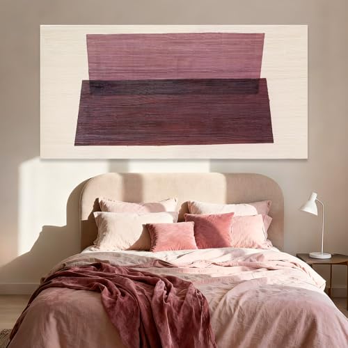 YETHEN WAL Rose Pink Minimalist Wall Art Hand-Painted Line Canvas Painting Aesthetic Artwork for Bedroom Living Room Office 29x58 Inch - color: Pink, size: 58"L x 29"W