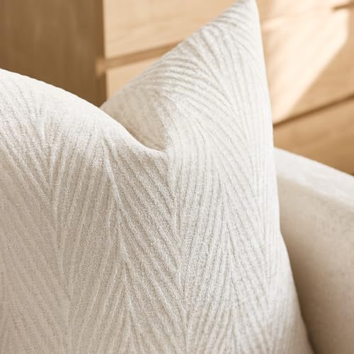 Throw Pillow Covers 18x18 Inch Set of 2, Textured Leaf Style, Beige - color: Beige, size: 18" x 18" (Pack of 2)