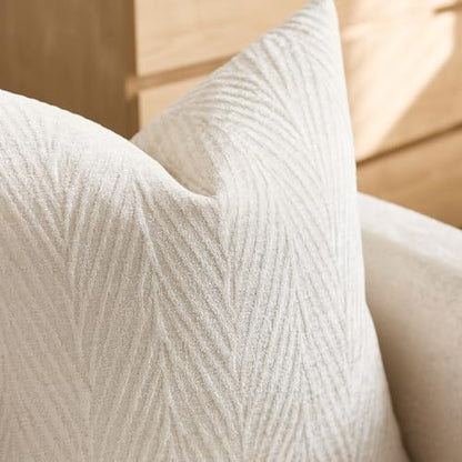 Throw Pillow Covers 18x18 Inch Set of 2, Textured Leaf Style, Beige - color: Beige, size: 18" x 18" (Pack of 2)