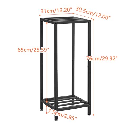 IBUYKE 30 Inch Tall Plant Stand Indoor, 2 Tier Flower Stand, Black TMJ070B - color: Black-Square