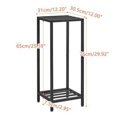 IBUYKE 30 Inch Tall Plant Stand Indoor, 2 Tier Flower Stand, Black TMJ070B - color: Black-Square