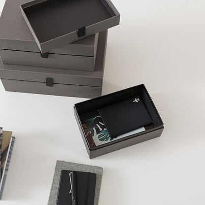Soul & Lane - Decorative Storage Boxes with Lids, Set of 3, Graphite Grey