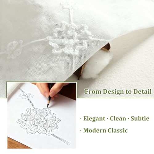 VOGOL Geometric Embroidered Sheer Curtains, 52 x 96, 2 Panels, White - color: Plaid, size: 52"W x 96"L (Pack of 2)