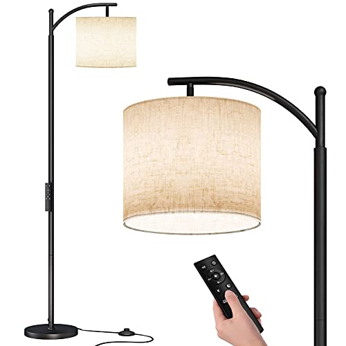 SUNMORY Arc Floor Lamp, Modern Floor Lamp with Remote Control and 9W Bulb - color: Black Remote Control